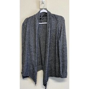 AQUA Drape Front 100% Cashmere Cardigan Sz S Sweater Black White Twist